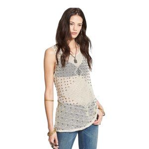 NWT Free People Embellished Sequins Anjani Tank Top Tunic Women's XS Tea Cream